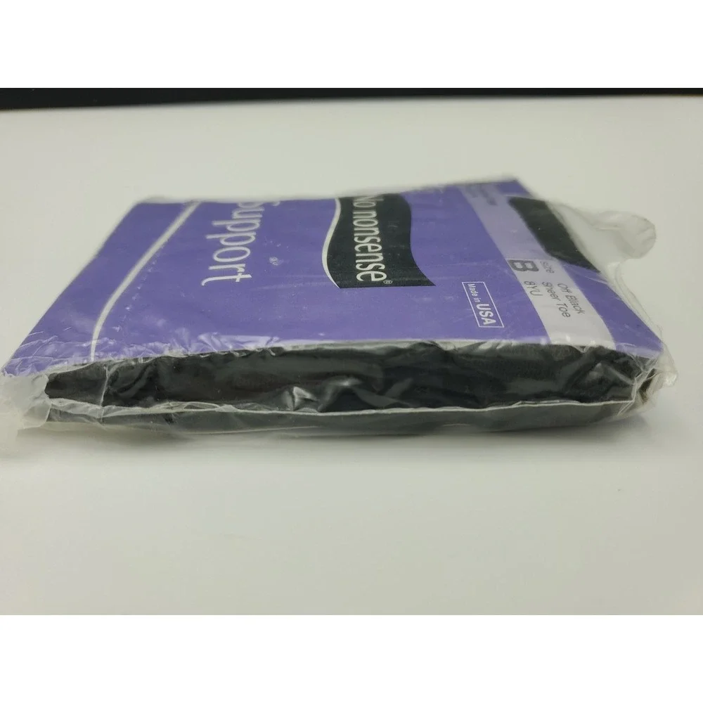 No Nonsense Support‎ Leg Pantyhose Control Top Sheer Toe Off Black Sz B USA Made